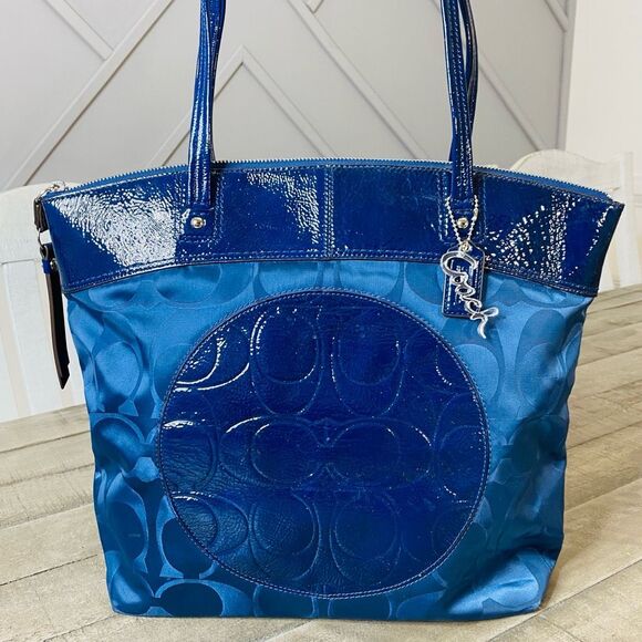 COACH Laura Large Designer Logo TOTE F18336 Luxury LEATHER BAG Purse - Picture 3 of 10